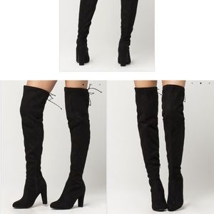 Black Suede Knee High Boots